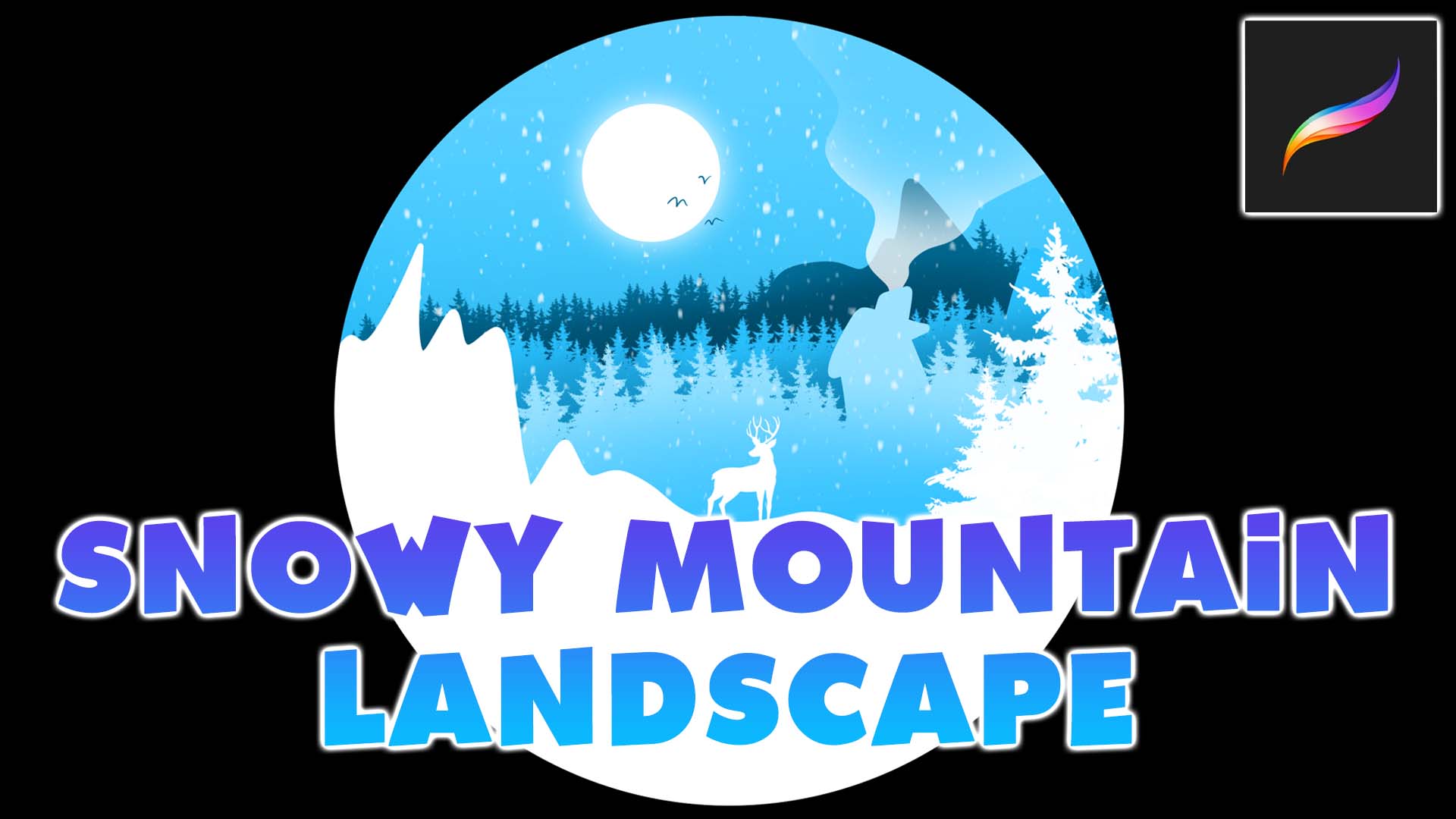 Procreate for Beginners | Winter Mountain Landscape Tutorial