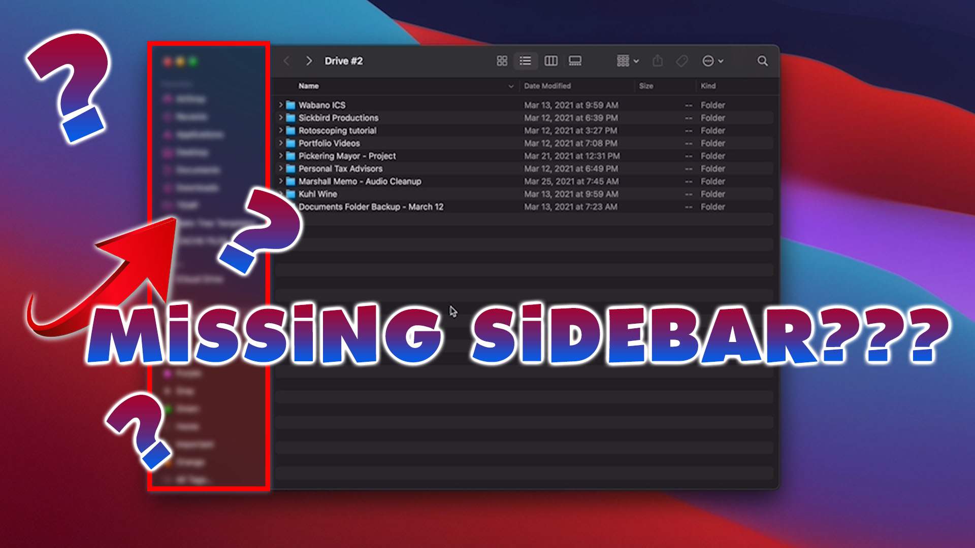 Missing Sidebar on Mac Computer Finder Window | Easy Solution!